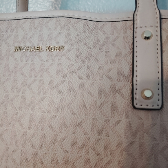 Michael Kors Handbag Purse Tote Pink MK Logo Shoulder Bag - Picture 10 of 16